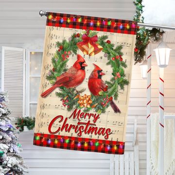 Discover Cardinal Merry Christmas Cardinals in Wreath Flag