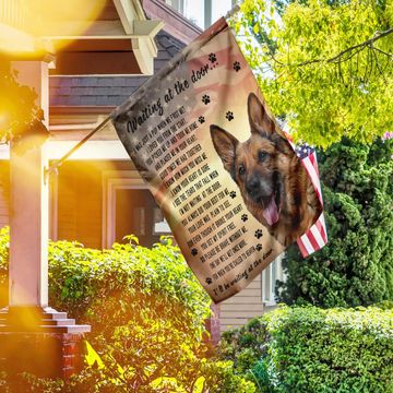 Discover German Shepherd. Waiting At The Door Flag