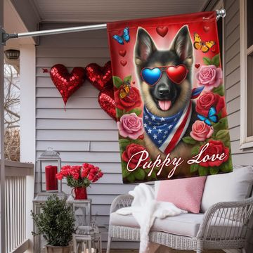 Discover German Shepherd Dog Valentine Puppy Love Flag