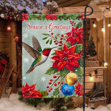 Discover Hummingbird Christmas Season's Greetings Flag