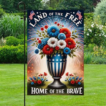 Discover Flagwix American Flag - Patriotic Flowers Vase Independence Day Flag Land of the Free Because of the Brave Flag