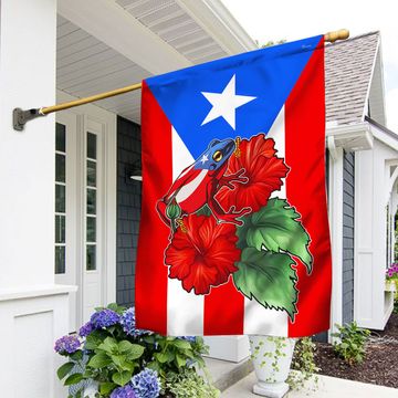 Discover Puerto Rico Coquí Hibiscus Flag