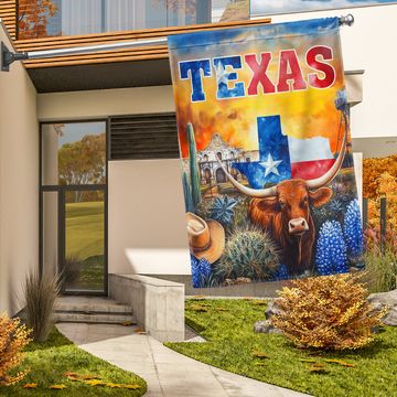 Discover Texas Flag Texas Longhorn Bluebonnet Flag