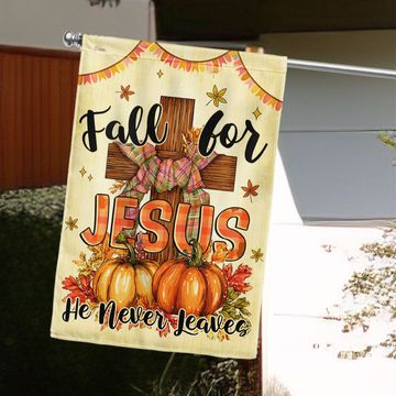 Discover Fall For Jesus Religious Thanksgiving Flag