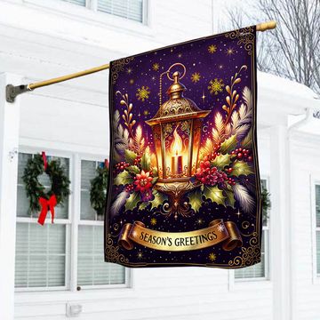 Discover Christmas Lantern Season's Greetings Flag