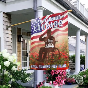 Discover 250 Years of Courage Veteran Flag for Semiquincentennial and Veterans Day