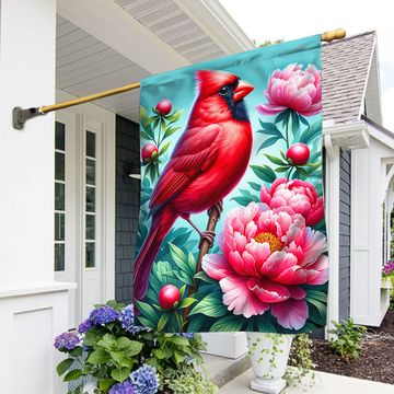 Discover FLAGWIX Indiana State Cardinal and Peony Flower Flag