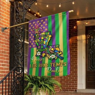Discover Louisiana State Map Flag, Mardi Gras Laissez Les Bons Temps Rouler US Flag