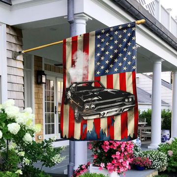 Discover Muscle Car American Flag