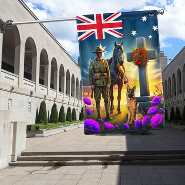 Discover FLAGWIX Anzac Day Animals in War Purple Poppy Australian Flag