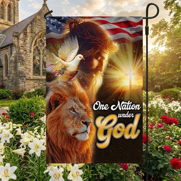 Discover Jesus Christ  Lion of Judah One Nation Under God Flag  3-Day Shipping