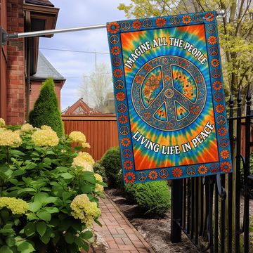 Discover Tie-Dye Sign Garden Flag, Living Life in Peace Hippie Style Decoration