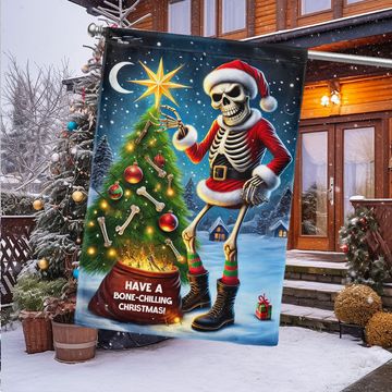 Discover Funny Skeleton Christmas Have a Bone-Chilling Christmas Flag