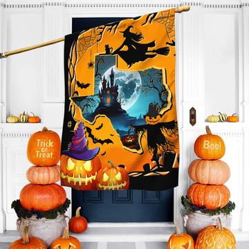 Discover Texas Halloween Flag Spooky Pumpkins Witch