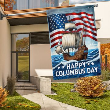 Discover Happy Columbus Day Flag