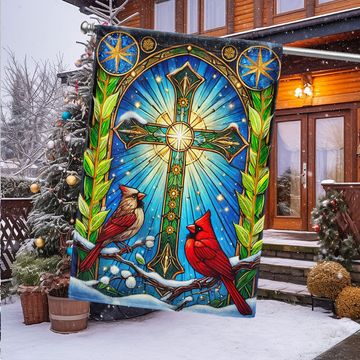 Discover Cardinal Christian Cross Christmas Flag - Faith-Inspired Holiday Gift & Décor  - 3-Day Shipping