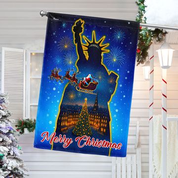 Discover Statue of Liberty Merry Christmas Flag for Patriotic Holiday Decor