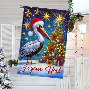 Discover Christmas Louisiana Pelican Bird Joyeux Noël Flag