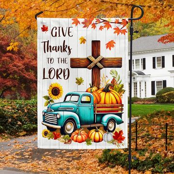 Discover Fall Thanksgiving Pumpkins Truck Give Thanks To The Lord Flag