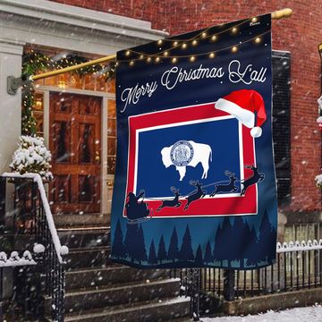 Discover Wyoming State Merry Christmas Y'all Flag TQN1778Fv3