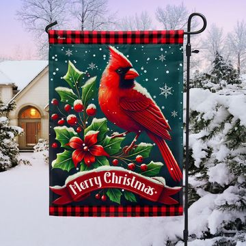 Discover Cardinal Bird Merry Christmas Flag