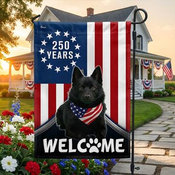 Discover Patriotic Welcome Dog Garden Flag, 250 Years Schipperke 1776 2026 Flag Decor