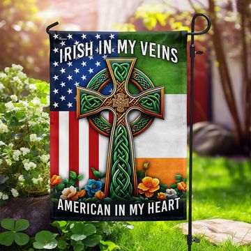 Discover FLAGWIX  Irish Celtic Knot Cross Flag Irish In My Veins American In My Heart Flag