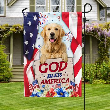 Discover Golden Retriever Dog Patriot Flag God Bless America