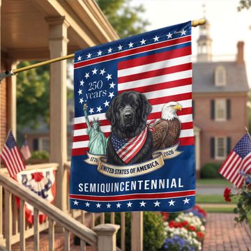 Discover Patriotic Newfoundland Dog Garden Flag, 250 Years American Flag Decor