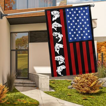 Discover Bass Fishing American Flag