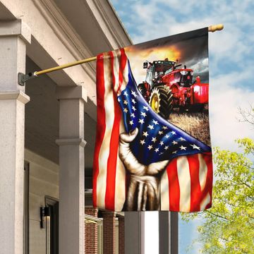 Discover Tractor Farmer American Flag