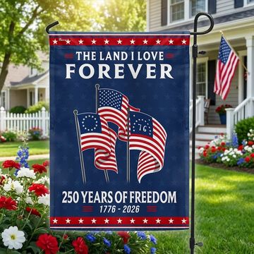Discover 250 Years Heritage Decor with Betsy Ross Bennington 76 American Flag, God Bless America The Land I love 1776 2026 Flag Decor