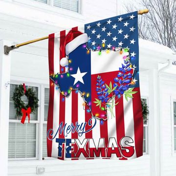 Discover Texas Christmas State Merry Texmas Bluebonnet American Flag