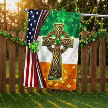 Discover American Irish Celtic Knot Cross Flag, Shamrock St. Patrick’s Day Flag