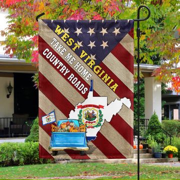 Discover West Virginia Thanksgiving Fall Truck Take Me Home Country Roads Flag