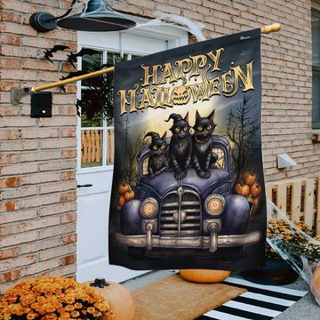 Discover Black Cat Halloween Truck Flag
