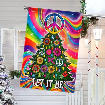Discover Hippie Peace Sign Christmas Flag