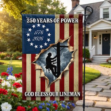 Discover Lineman Flag, 1776 2026 God Bless Our Lineman American Flag