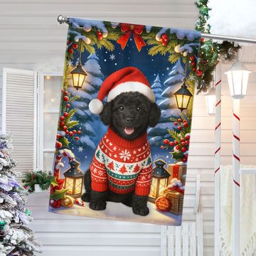 Discover Black Poodle Christmas Flag for Winter Holiday Decorations