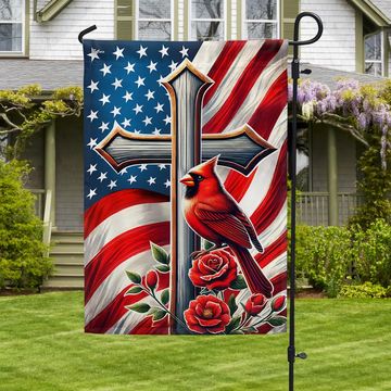 Discover Cardinal Christian Cross American Flag