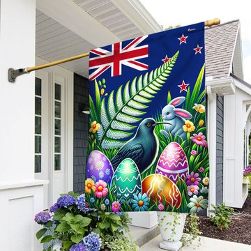 Discover FLAGWIX  New Zealand Easter Day Bunny and Silver Fern Easter Eggs Flag