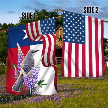 Discover Texas Bluebonnet and Mockingbird Two-Sided Flag MLN1258Fv1