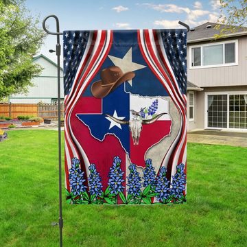 Discover Texas Longhorn Bluebonnet Flag - State flag