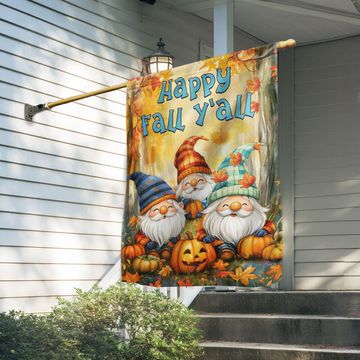 Discover Happy Fall Y’all Gnome Flag – Autumn Pumpkin Garden Canvas Flag for Home Decor
