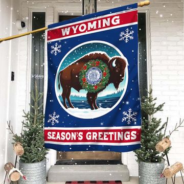 Discover Wyoming Christmas Season's Greetings Flag