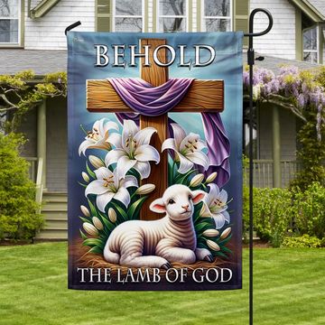 Discover FLAGWIX  Easter Day Christian Cross Behold The Lamb Of God Flag