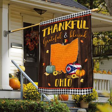 Discover Ohio State Fall Flag Thanksgiving Thankful Grateful And Blessed TQN446Fv11