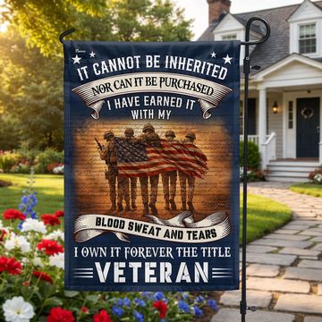 Discover Veteran American Flag, It Cannot Be Inherited Blood Sweat and Tears Decor