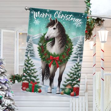 Discover Horse Merry Christmas Flag