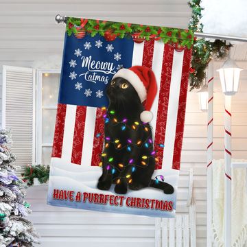 Discover Black Cat Bombay Christmas Flag | Have A Purrfect Christmas US Flag